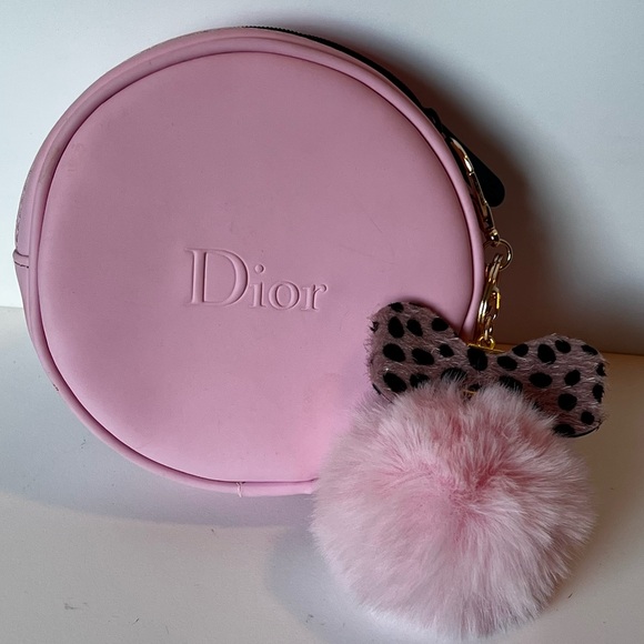 Dior Handbags - Dior Pink Circle Silicon Travel Cosmetic Pouch Bag with FREE BONUS CHARM
